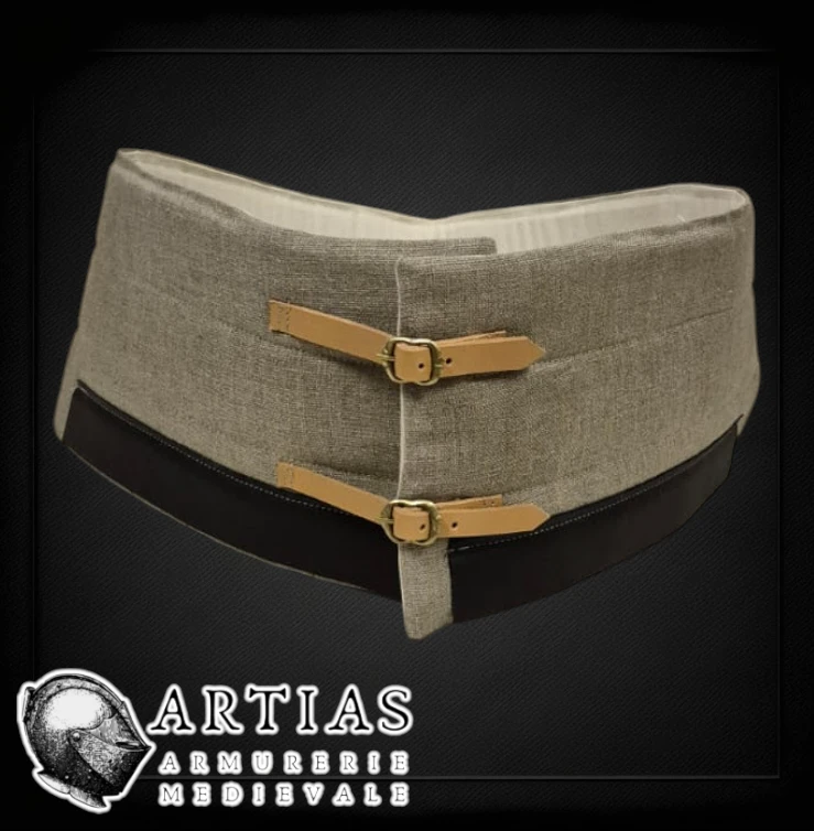 Ceinture gamboisée en lin et métisse, rembourrage 1 cm feutre de laine.