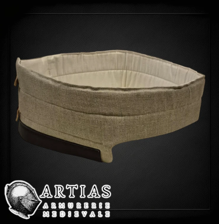 Ceinture gamboisée en lin et métisse, rembourrage 1 cm feutre de laine.