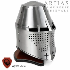 Grand Heaume XIVᵉ Siècle en Acier 2 mm | Casque Médiéval de Combat